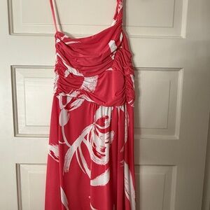 BCBGMaxAzria One Shoulder Pink and White Dress